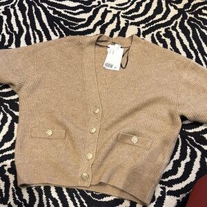 H&M Camel Button-Up Cardigan